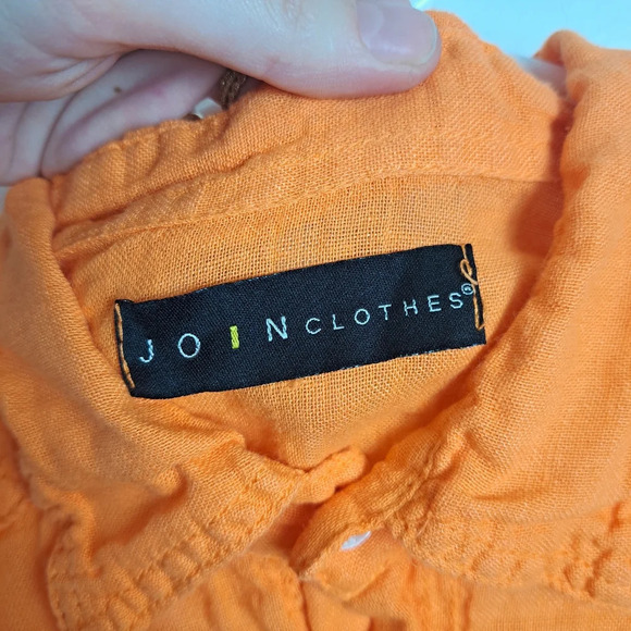 JOIN Clothes Orange Linen Blend Lightweight Long Sleeve Button Down Shirt Sz 2XL - Picture 5 of 8